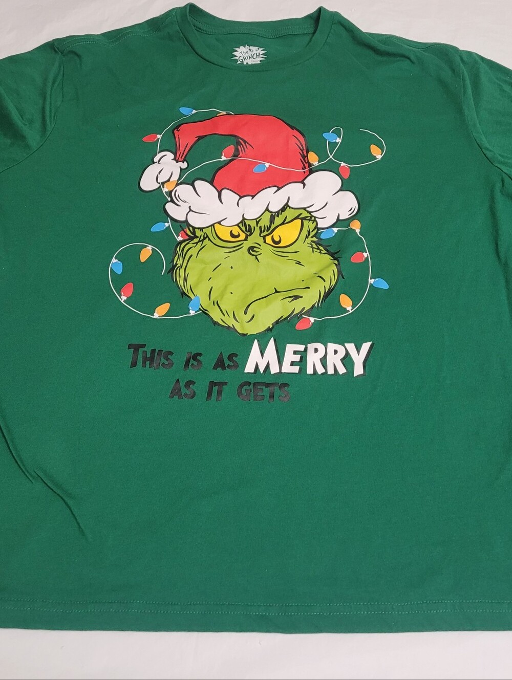 The Grinch Merry As It Gets Christmas T-shirt Mens 2XL Green Santa Hat